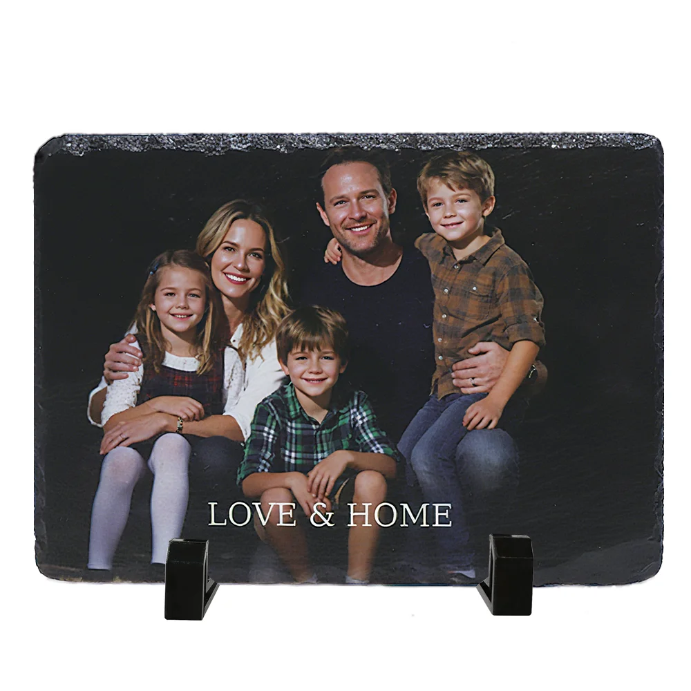 Custom Memorial Photo Slate，Personalized Engraved Stone Plaque，Unique  Rock Picture Frame for Wedding Anniversary, Home Decor