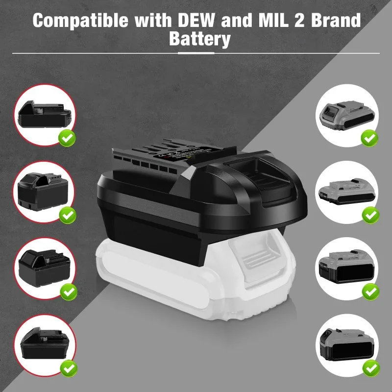 ALASICKA Battery Adapter DM20SKL for Dewalt 20V for Milwaukee 18V Lithium Battery Convert To Work for Skil Battery Power Tools