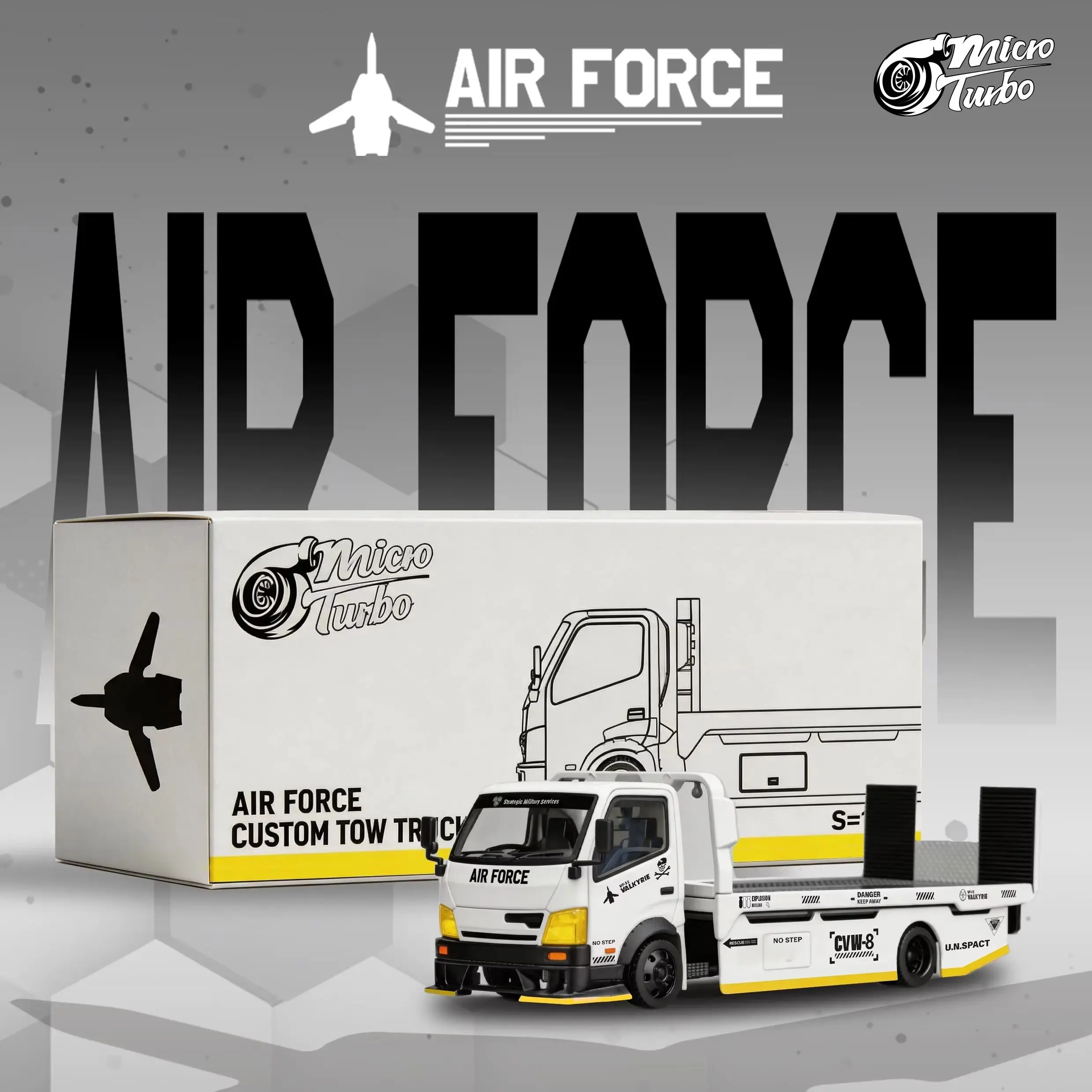 Micro Turbo MT 1:64 AIR FORCE Modified Flatbed Trailer Darwin Livery Alloy Diecast Model Car Collectible