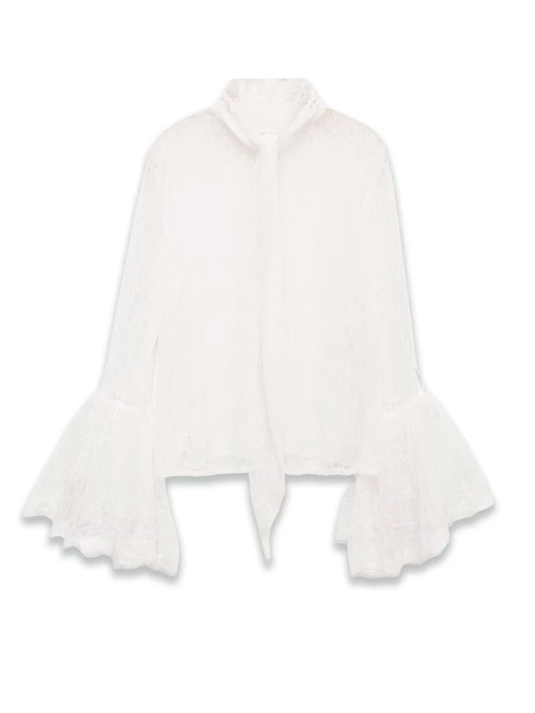 

Модная новая зимняя женская одежда: кружевной топ с рукавами-колокол, универсальный, трендовый, для сцены, в этническом стиле