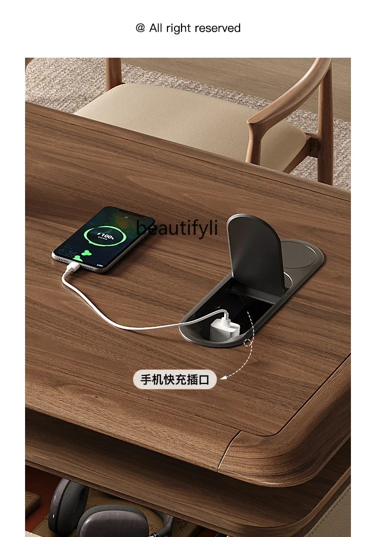 D80 Medieval style desk study household walnut solid wood high-end ash wood office tables and chairs