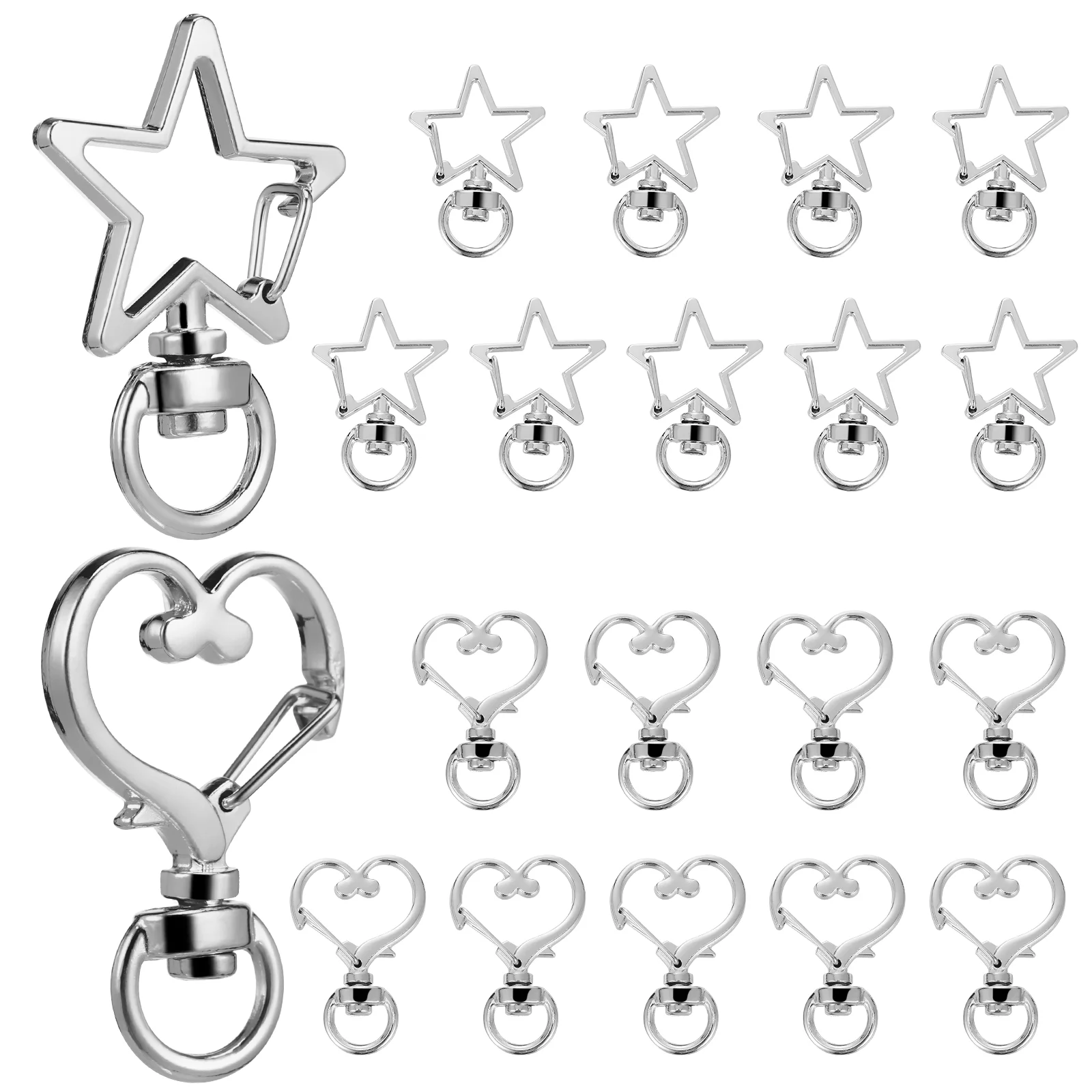 

20 Pcs Rotating Lobster Clasp Jewelry Clasps Key Fob Lanyard Claw Buckle Heart Keychains DIY Craft Clip Metal Ring Hooks