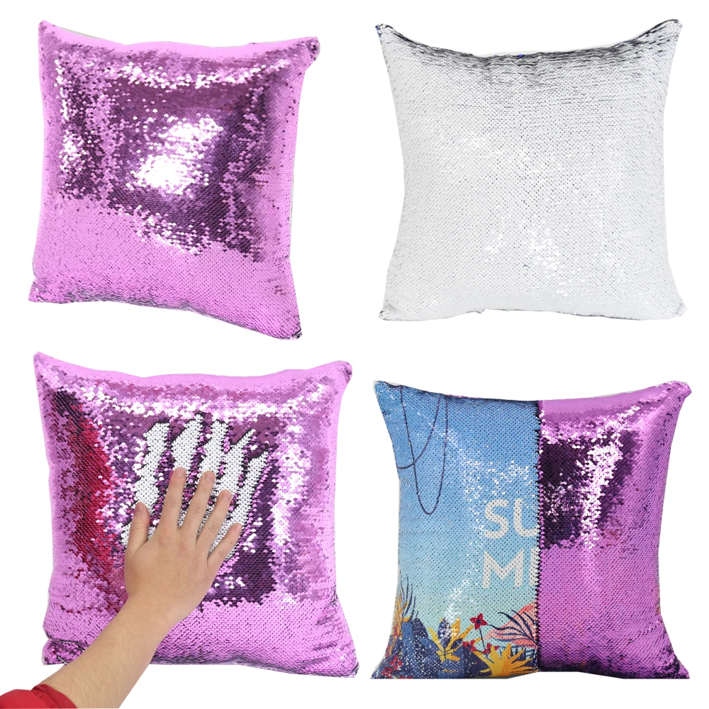 US Stock 10PCS Mixed Color Square Sublimation Blank Reversible Sequin Pillowcase Magic Pillow Cover Cushion Pillow Case for Bulk