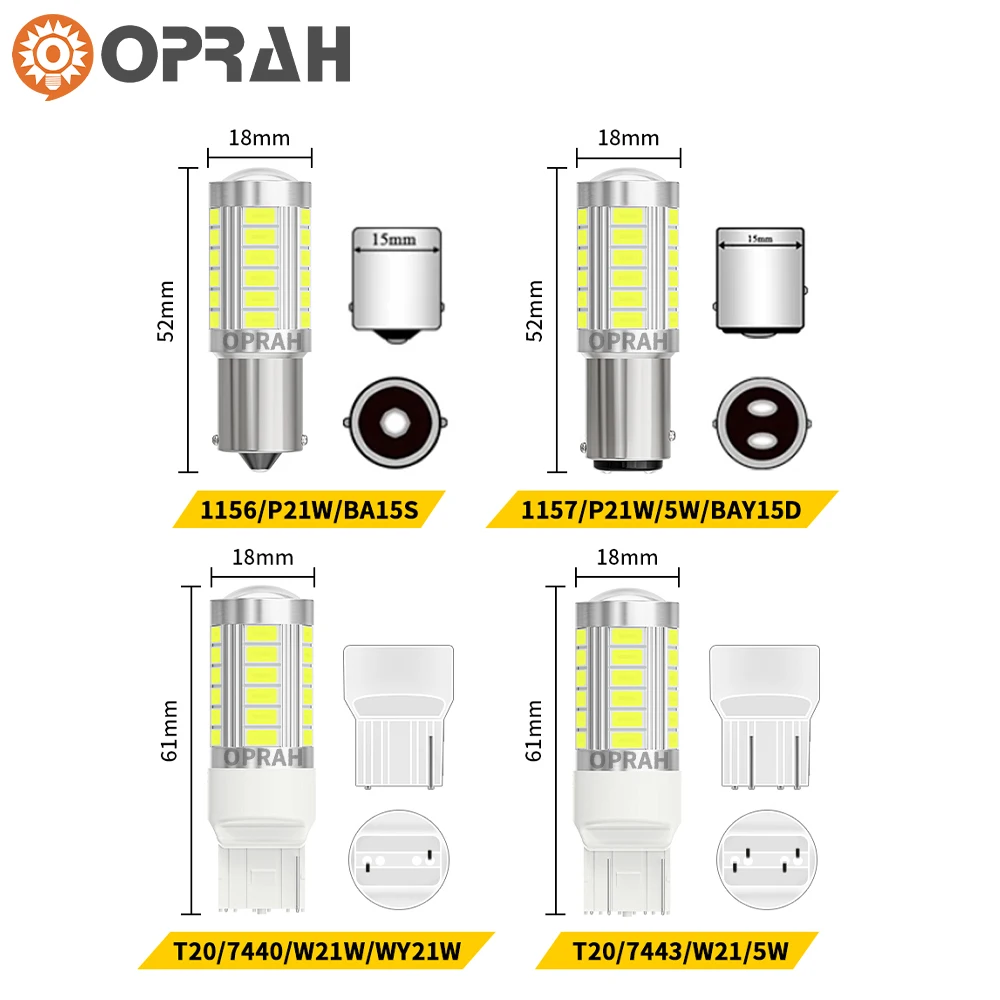 2 pz Canbus 1156 P21W BA15S LED BAY15D P21/5W 1157 LED T20 7440 W21W WY21W LED T20 7443 W21/5W lampadine a led per indicatore di direzione