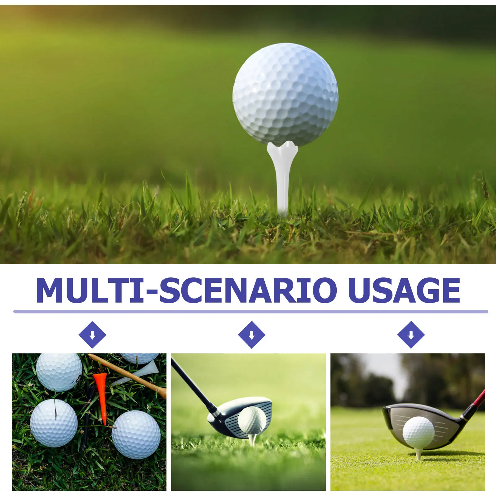 50Pcs Golf Tees Plastic Stable 4-Corner Design for Practice Driving Range Indoor Simulator Accessories Golf Tee Pack Plastic