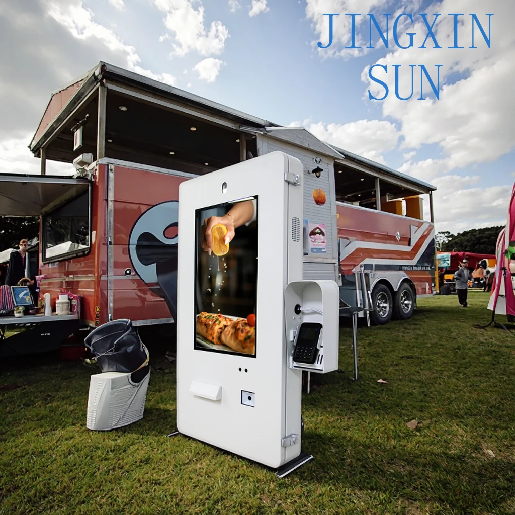 15.6 21.5 inch wall-mounted waterproof outdoor food trailer kiosk outdoor touch screen self-service food trailer kiosk