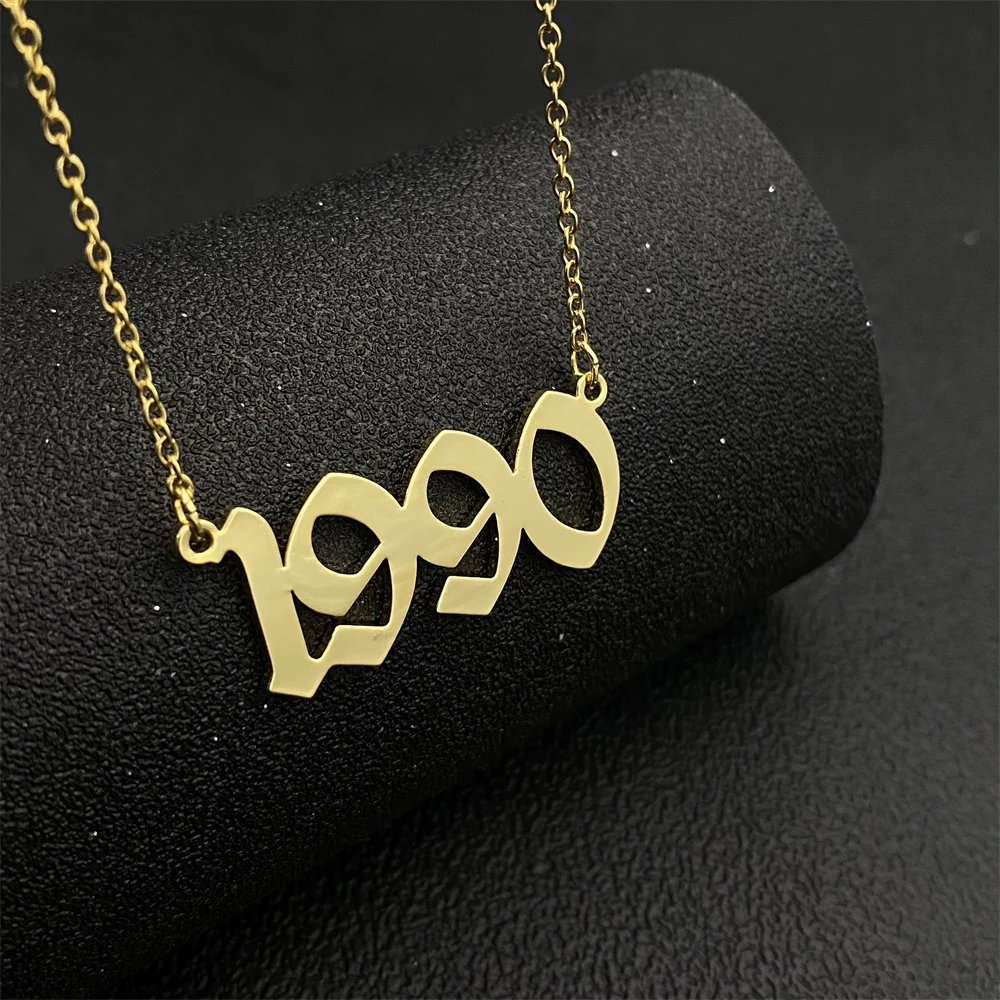 

Customized Number Necklace Personalized Old English Year Number Necklace Customized Year Jewelry Birthday Gift For Family