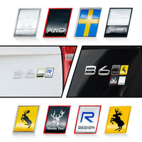 Auto Metal Sticker Swedish Flag Moose Test Deer Emblem R Design Badge Body Rear Trunk Decor For Volvo XC60 S60 V40 V60 S90 XC90