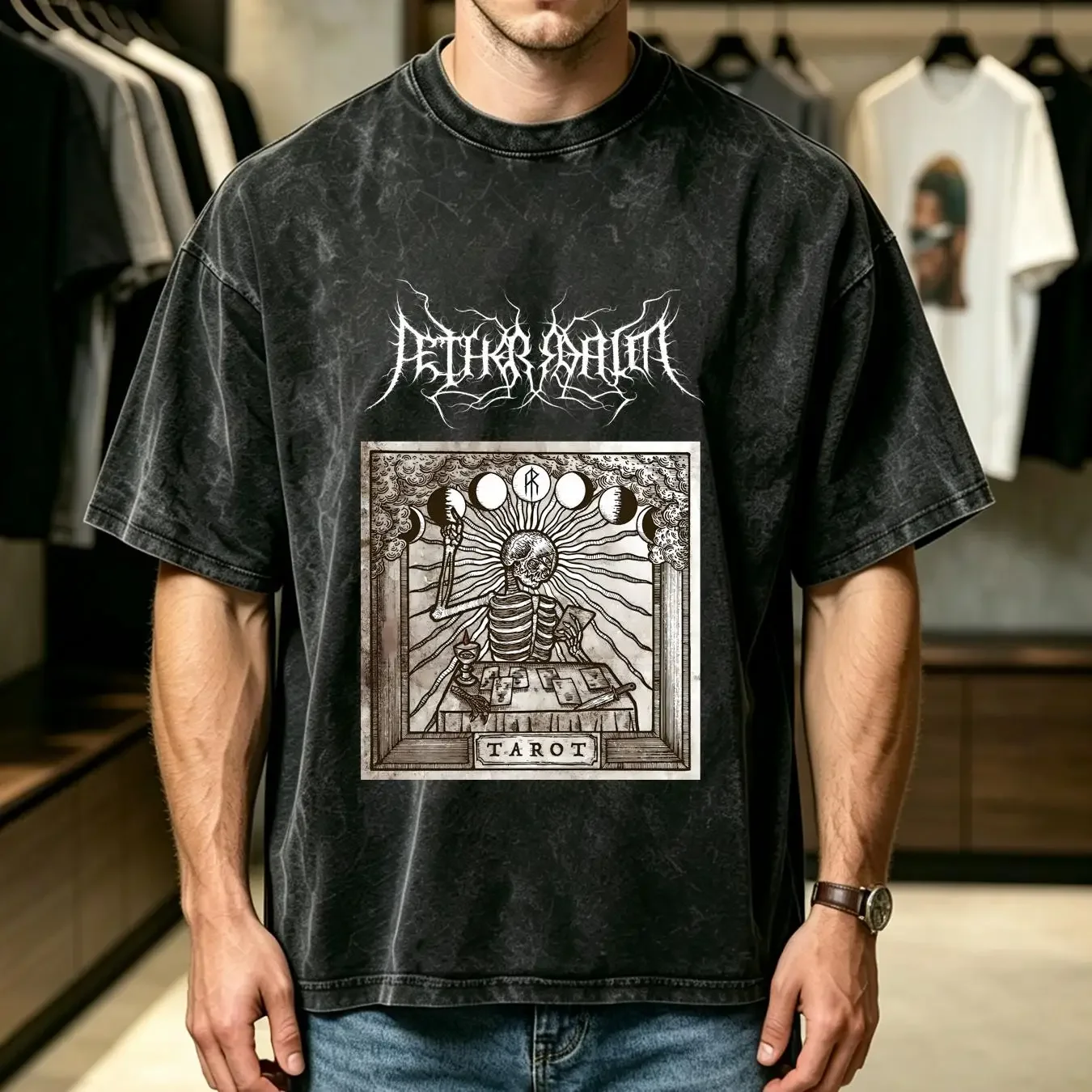 washed T Shirt Best New Aether Realm Tarot Melodic Death American Music Size S 2XL vintage Washed Stretched Slightly Breathable