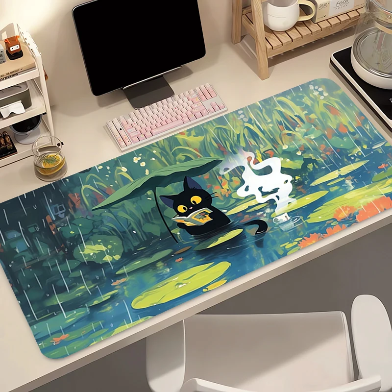 لوحة ماوس ألعاب ناعمة من السيليكون باللون الأسود كاواي، لوحة مفاتيح كبيرة، لوحة ماوس توبوغرافية للوحة المفاتيح مع مفرش طاولة مضاد للانزلاق #5