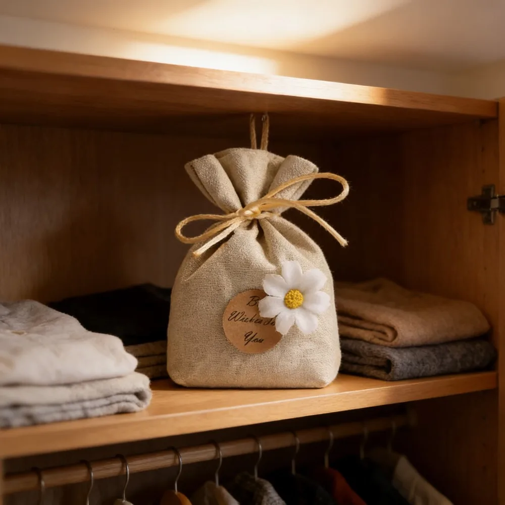 Four Season Linen Pouch Scented Sachet Home Wardrobe Odor Removal with Classic Fragrance