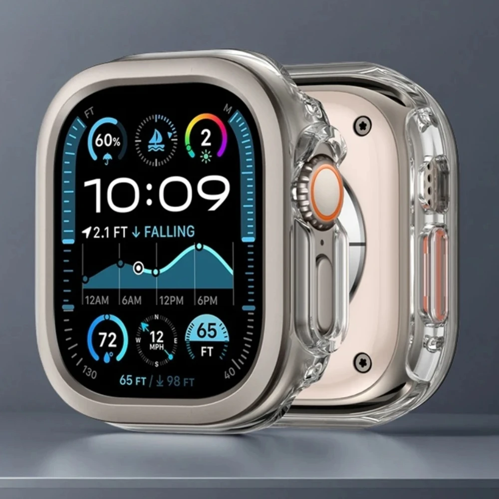 Apple Watch Ultra 2 용 PC 보호 케이스 iWatch 10 용 49mm 범퍼 프레임 하드 커버 42mm 46mm 49mm 투명 쉘 보호대