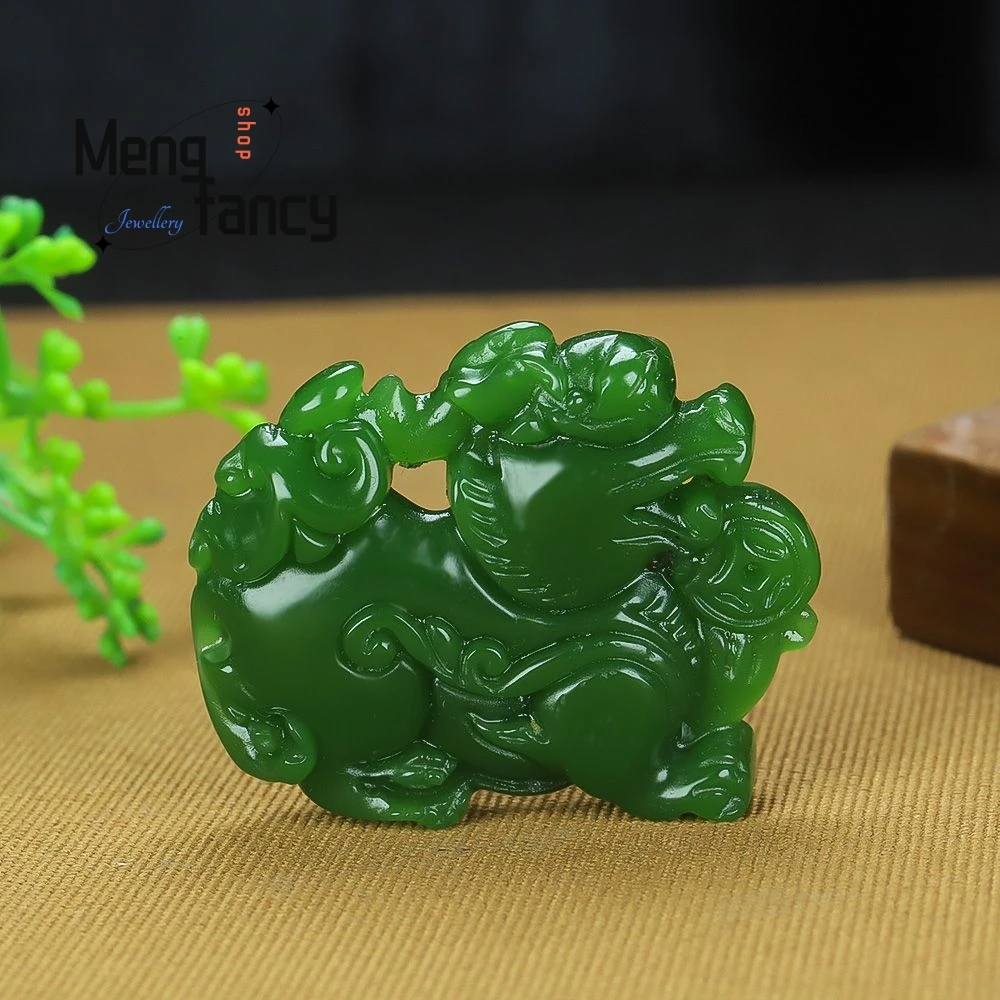 

Natural Hetian Jade Flying Heavenly PIxiu Pendant Bring Wealth and Treasures Double-sided Engraving Fashion Jewelry Holiday Gift