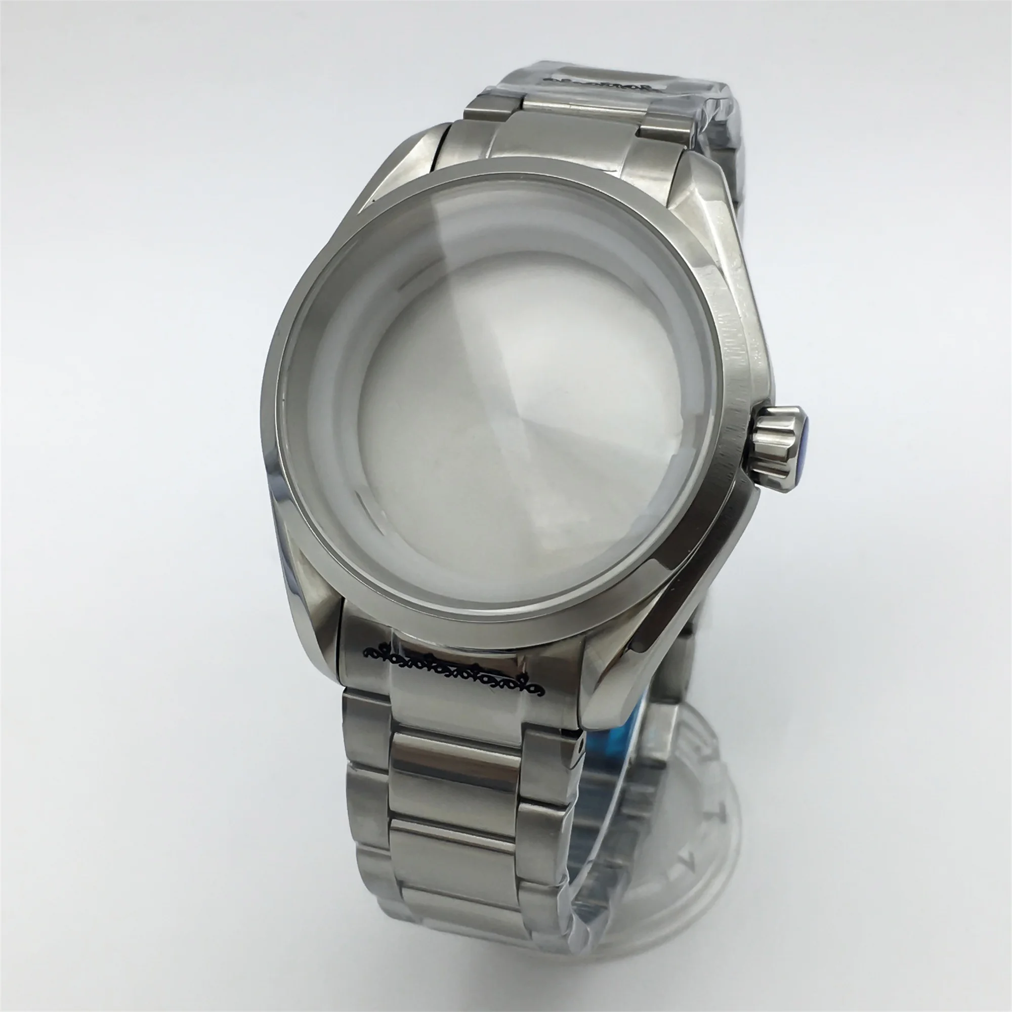 

40 мм серебряный корпус для часов, браслет из нержавеющей стали, сапфировое стекло для NH34 NH35 NH36 ETA2824 PT5000, аксессуары для часов с механизмом