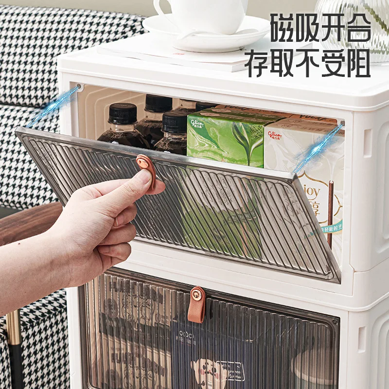 GC16 Multifunctional household foldable storage cabinet transparent plastic dustproof shoe cabinet toy snack book storage cabine