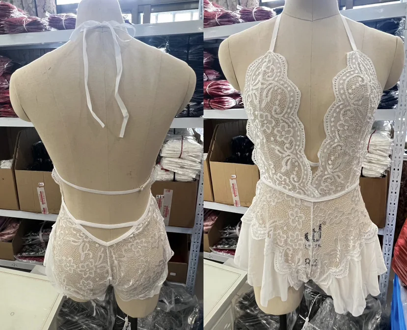 Women\'s Large Size Sexy Lingerie Wholesale Transparent Lace Sexy Temptation Jumpsuit Passionate Open Crotch Free for Women