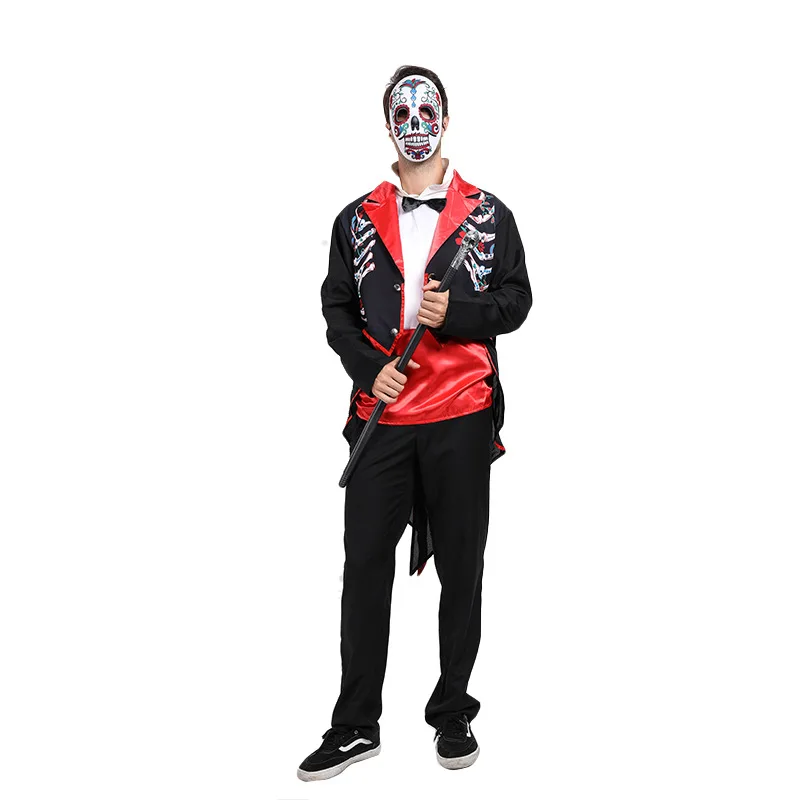 Mann Tag Der Toten Scary Cosplay Halloween Skelett Geist Kostüme Karneval Purim Parade Nachtclub Bar Rolle Spielen Party Kleid