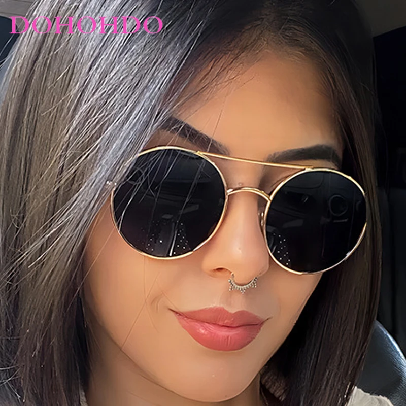 

Classic Big Round Frame Pilot Sunglasses Women Luxury Designer Metal Sun Glasses Male Fashion Driving Vacation Shades UV400 Очки