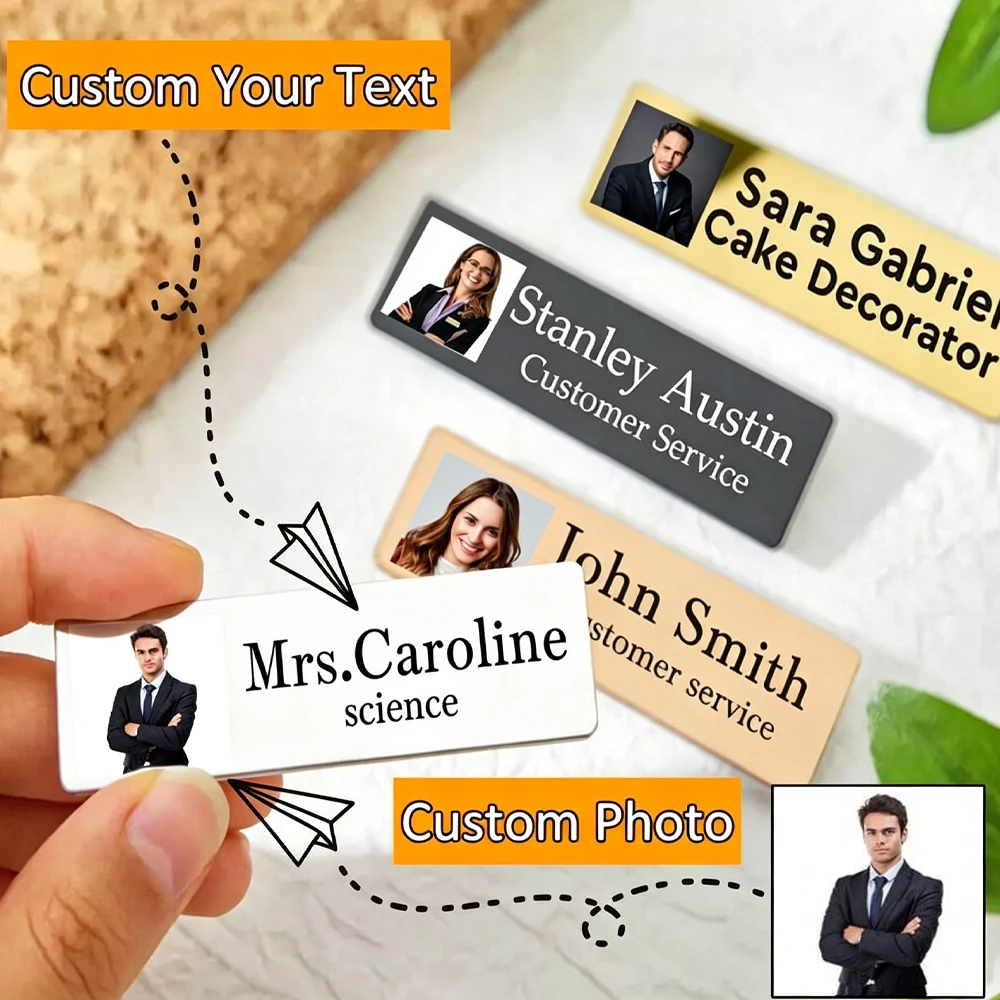 

Custom Name Photo Badge Brooch Job occupation Name Badge Acrylic material Personalized Custom Nameplates Business ID ID Tag