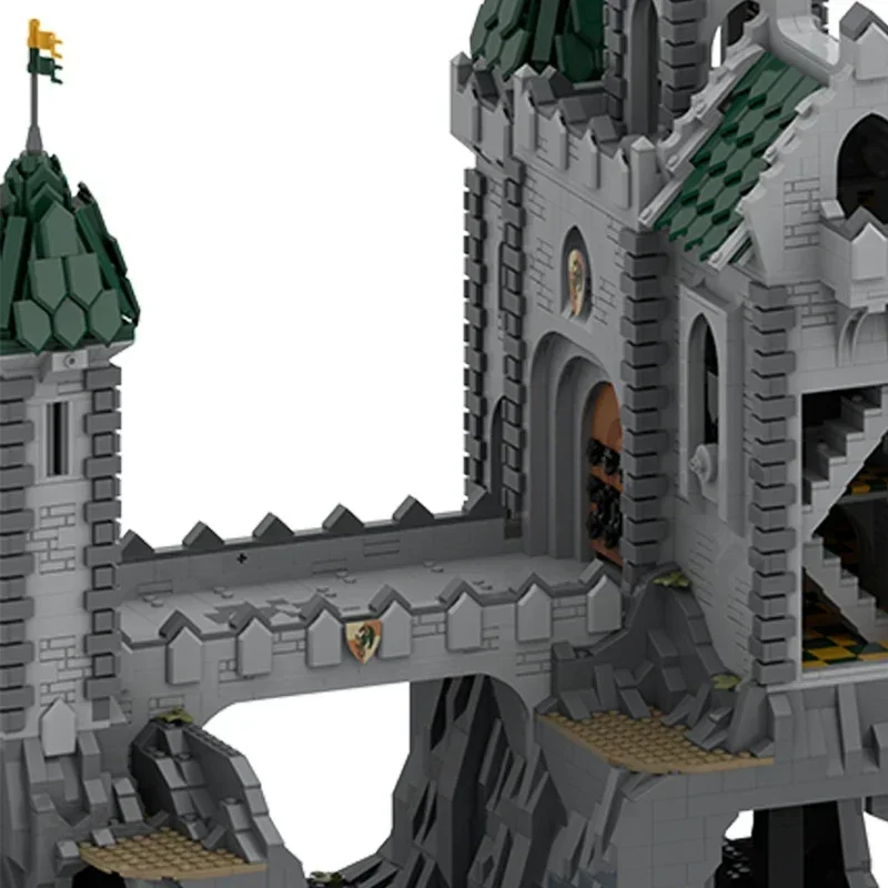 Tijolos técnicos moc fortaleza modelo dragão verde fortaleza modular blocos de construção presentes brinquedos para crianças conjuntos diy montagem