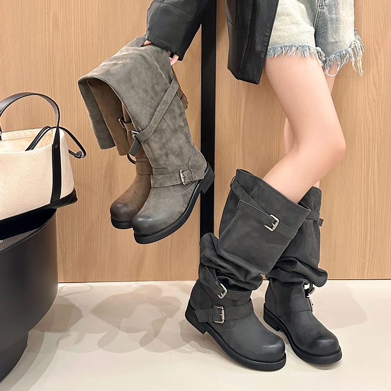 YUYIN New Design Round Toe Wom - High Knee Heel Boots 评论和价格