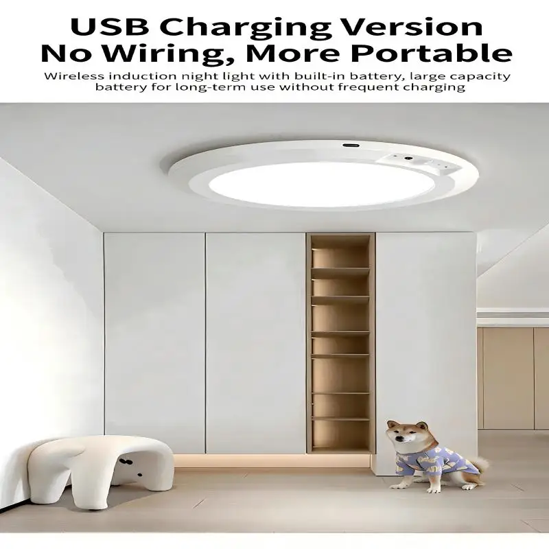 Magnetic Wireless Motion Sensor Ceiling Light | Rechargeable w/ Remote, Battery-Powered – Closet/Shower/Stairs/Patio & More