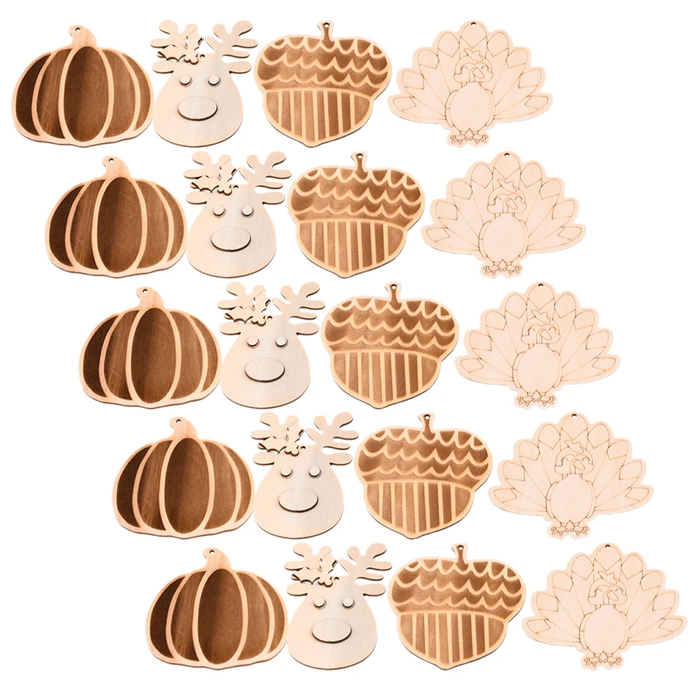 

20Pcs Multipurpose Wooden Chips Halloween Adorn Light Weight DIY Accessories Halloween Cutouts Fall Wooden Cutouts