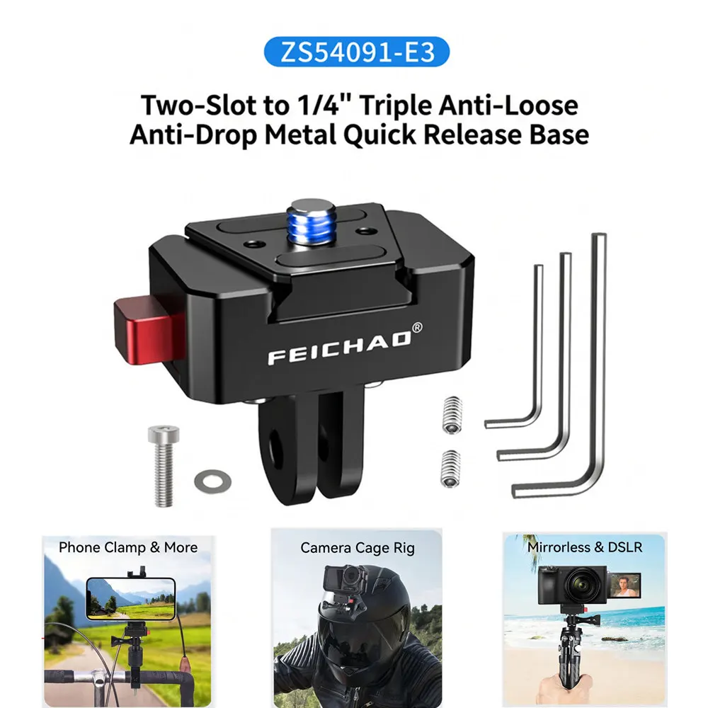 

Quick Release Magnetic Mount Base w Anti-Drop Buckle 1/4" Arri for Insta360/GoPro/ DSLR/ DJI Action Camera Motorcycle Bracket