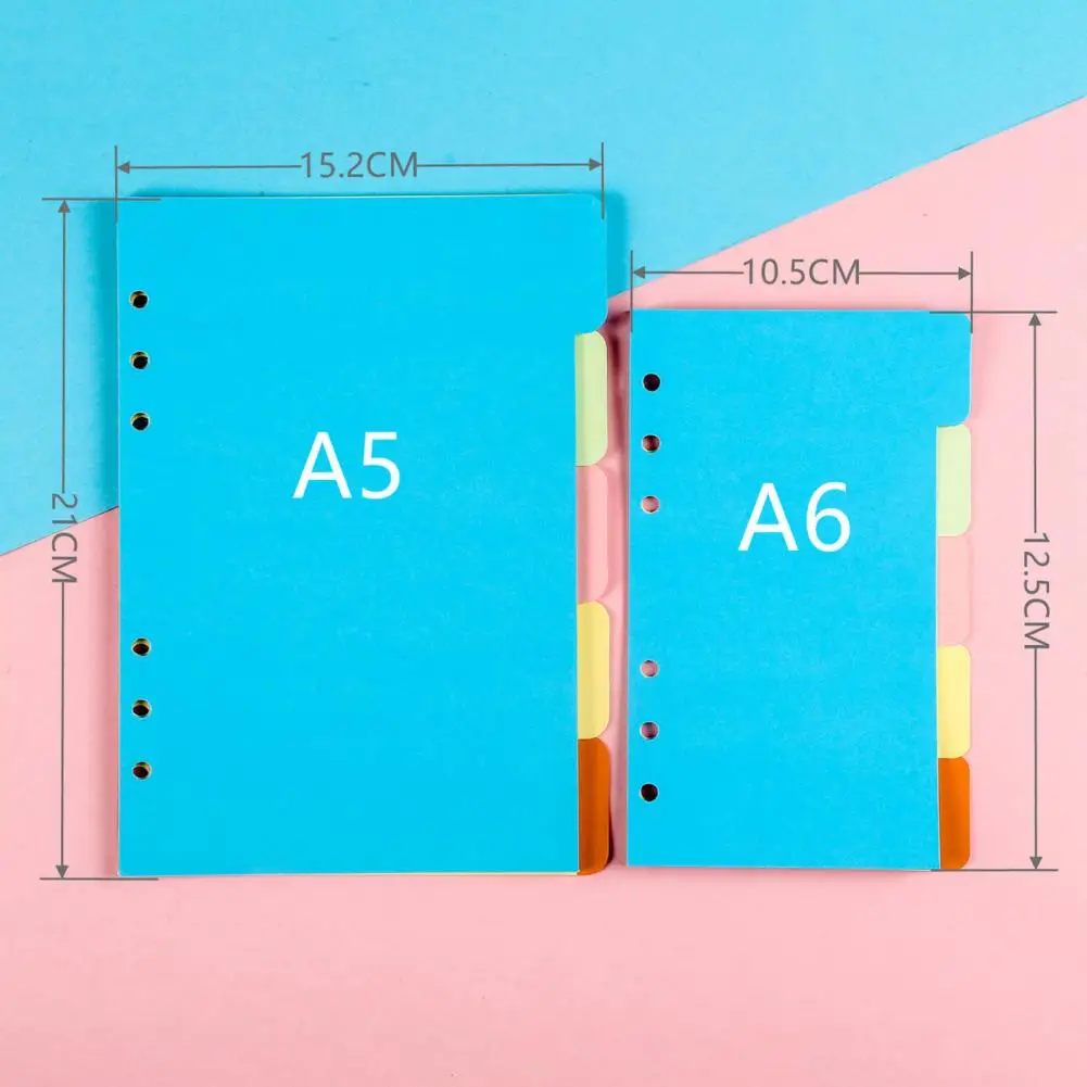 5 Stuks Gekleurde Ring Binder Verdelers Met Tabs Plastic Index Separator Pagina 'S 6-Ring Binder Pastel Pagina Verdelers Beschrijfbare Etiketten