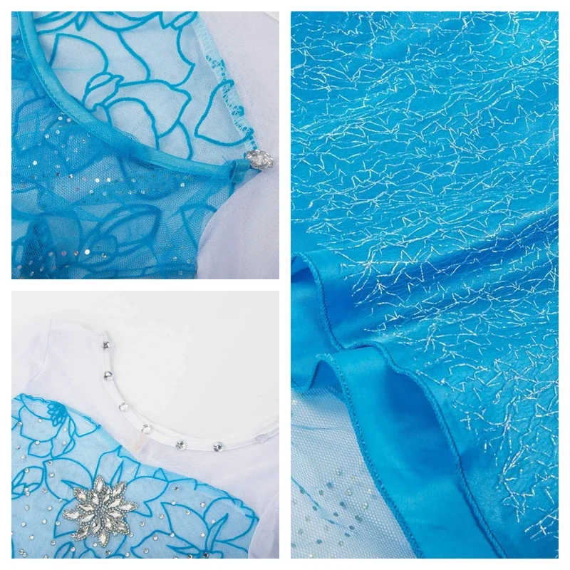 Vestidos de Frozen con diamantes de imitación para niñas, vestido largo de princesa de Reina de la nieve, disfraz de cosplay para fiesta de cumpleaños para niños, vestidos para adolescentes disfrraz