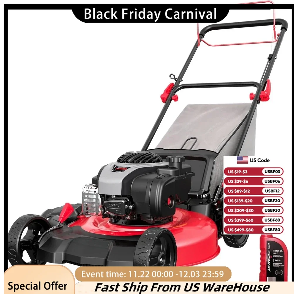 21 in. Self Propelled Gas Lawn Mower, 140cc Briggs and Stratton E550 Engine, 3-in-1, Lawn Mower