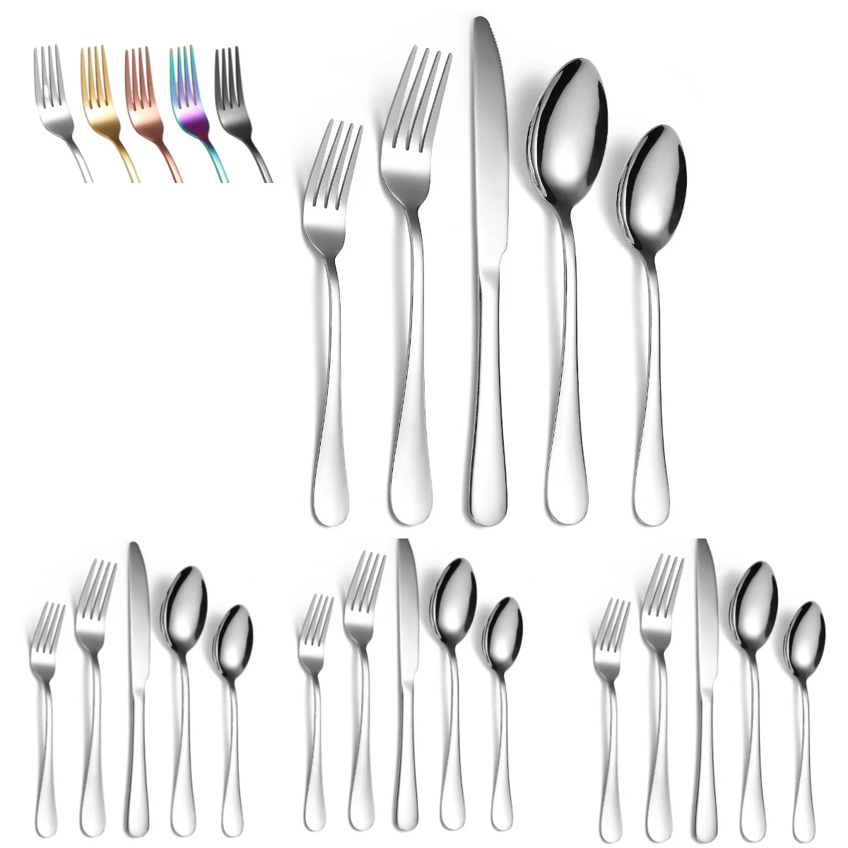 

A · HOUSEWARE 20-Piece Stainless Steel Flatware Set, Elegant Silverware Set for 4, Mirror Polished Cutlery Set Dishwasher Safe