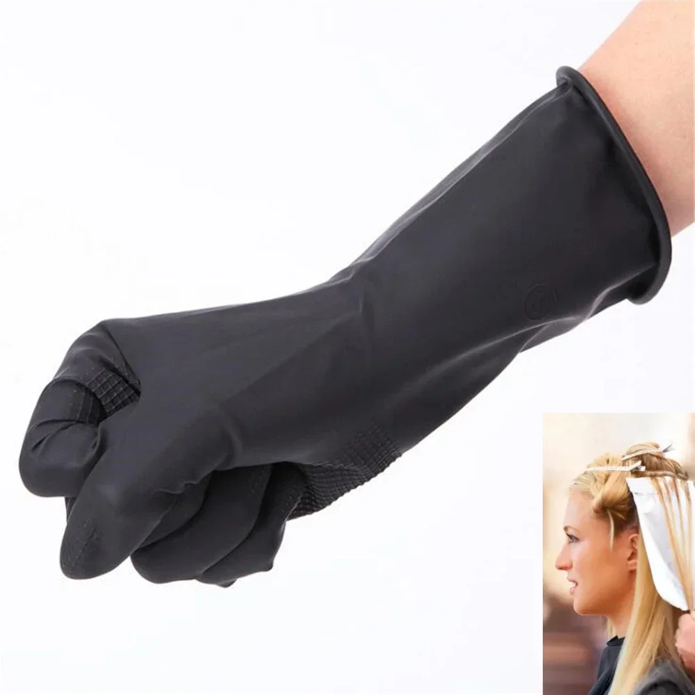 1Pair Reusable Hair Dyeing Gloves Thicker Rubber Gloves Hair Hairdressing Coloring Gloves Barber Styling Tool Barber Accessories