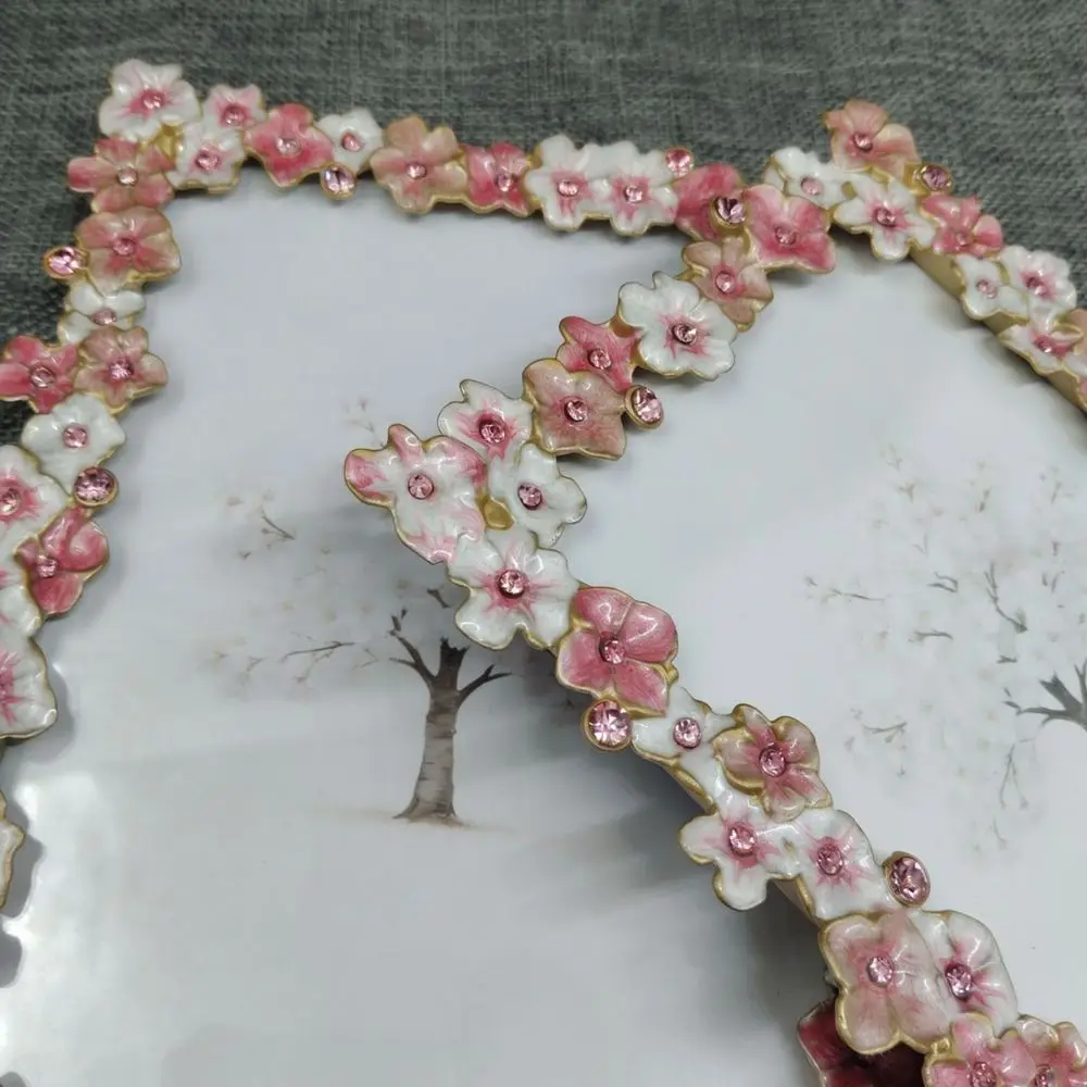 3D Sakura Flower Picture Frame Luxury Desktop Ornament Metal Craft Decorative Photo Holder Elegant Home Accessories