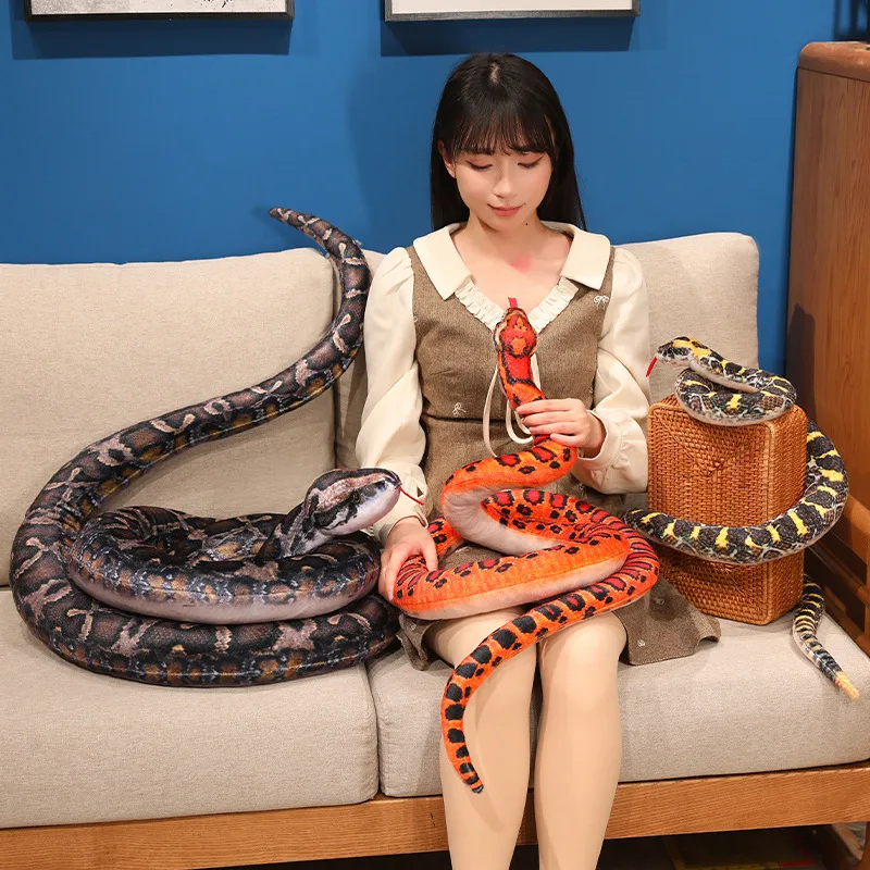  130/200/300cm New Large-sized Simulated Snake Plush Toy Corn Snake Rattlesnake Green Spotted Snake Boy Girl Gift Home Decor