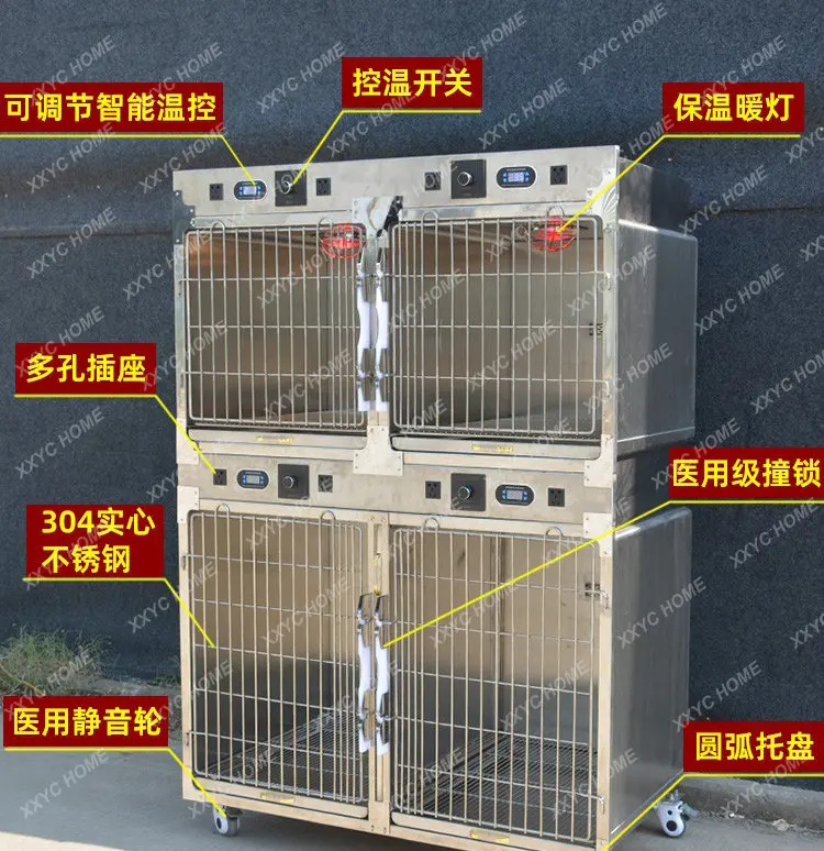 Stainless Steel Hospital Cage Pet Shop Intelligent Temperature Control Insulation Cage Dogs and Cats Foster Care