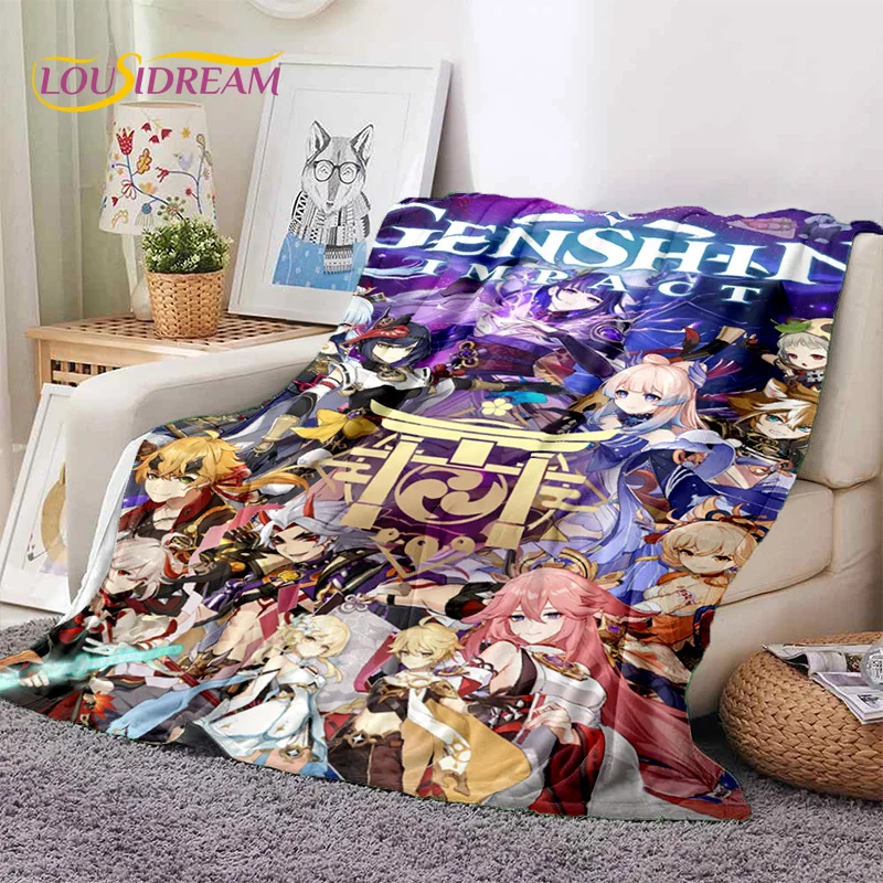 

3D Cute Genshin Impact Cartoon Game Soft Blankets,Throw Blanket Comfortable Blanket for Picnic Beds Sofa Home Bedroom Kids Gifts