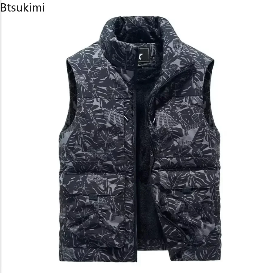 Plus Size 6XL Outdoors Military Warm Vest Coats Men's Fleece Lining Thicker Sleeveless Jacket Male Multi-pocket Casual Waistcoat