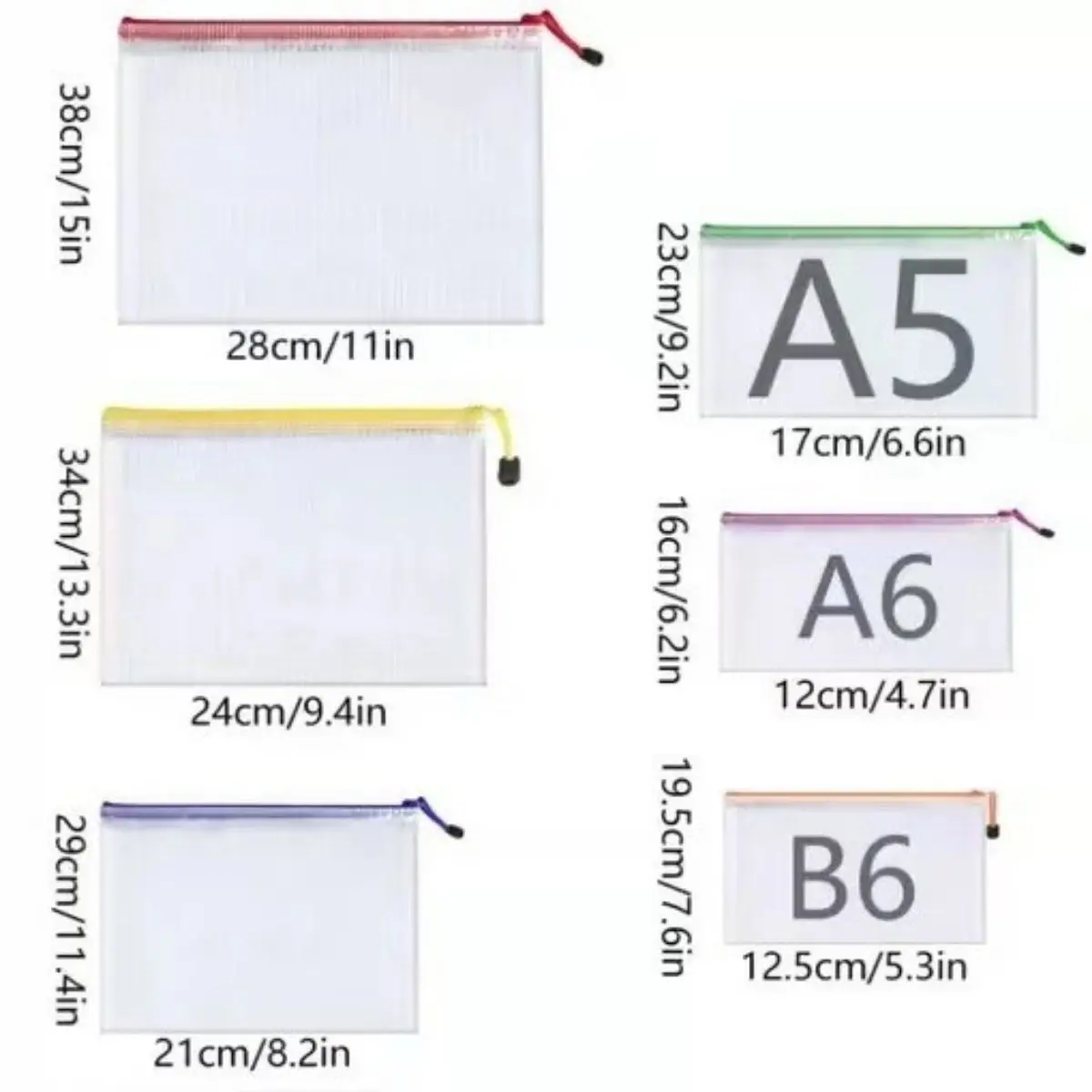 10Pcs A6 Random Color Mesh Pencil Pouch White Pouch Multicolor Zipper Small Zipper Pencil Pouches Bulk Waterproof Clear Storage