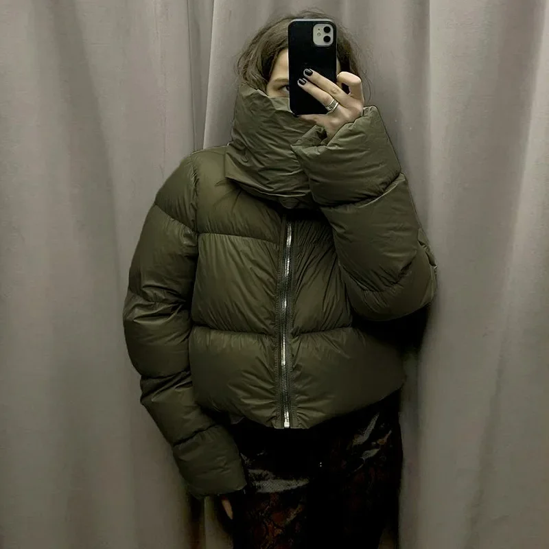 Winter Women Big Laple Puffer Jackets Loose Thick Bubble Coats Outerwear Warm Button Scarf Jackets Zipper Parka Down Street Wear