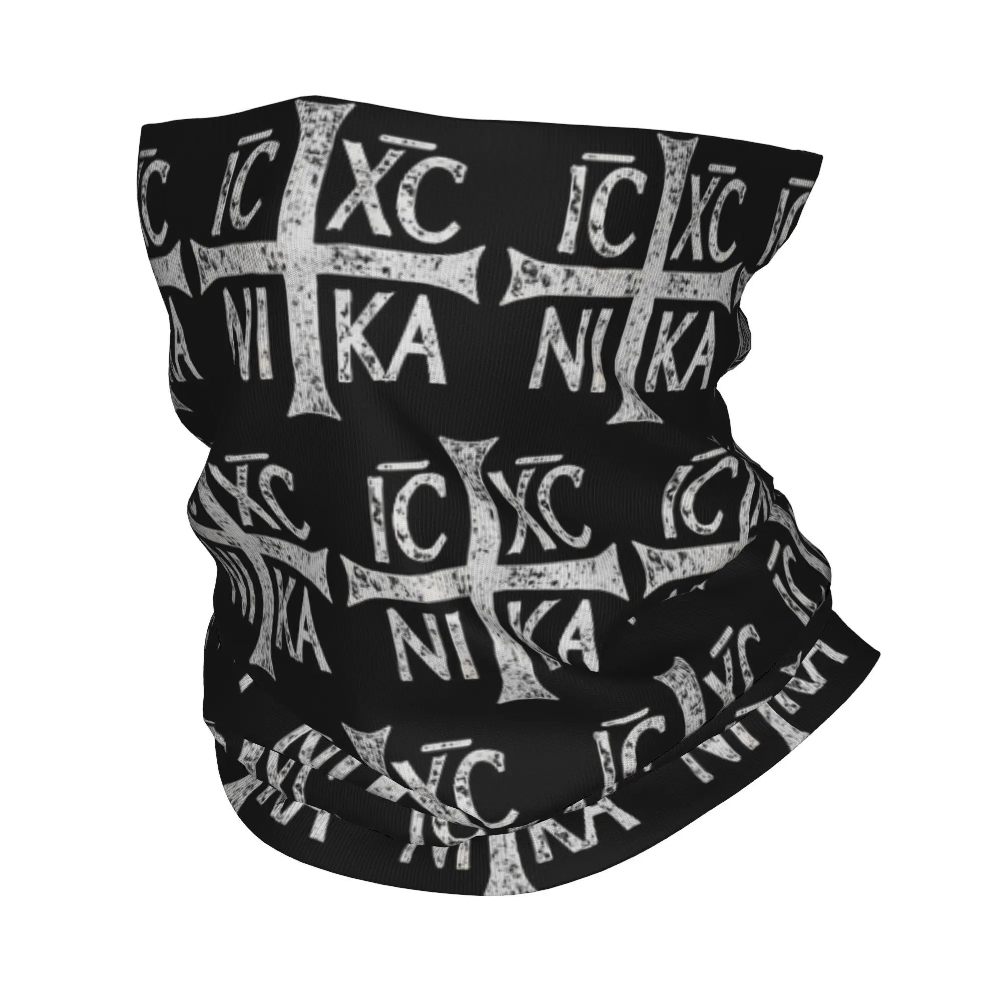 Custom Christogram Cross Orthodox Christian Bandana Winter Neck Warmer Men Wrap Face Scarf for Ski IC XC NIKA  Gaiter Headband