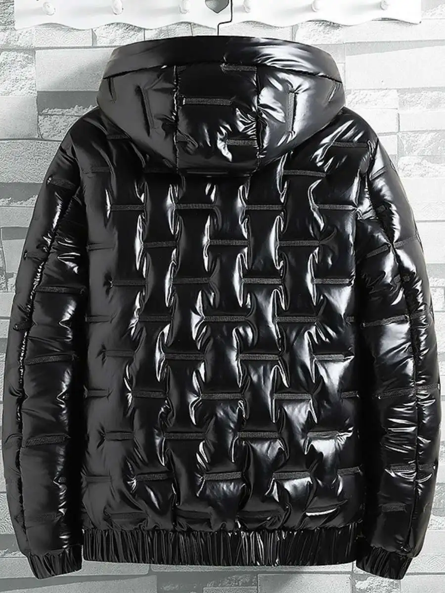 

Glossy Cotton Jaet for Men Winter New Sle Hooded Youth Warm Casual Trendy Bread Coat Cotton Top Layer Thiened Zipper Cl...