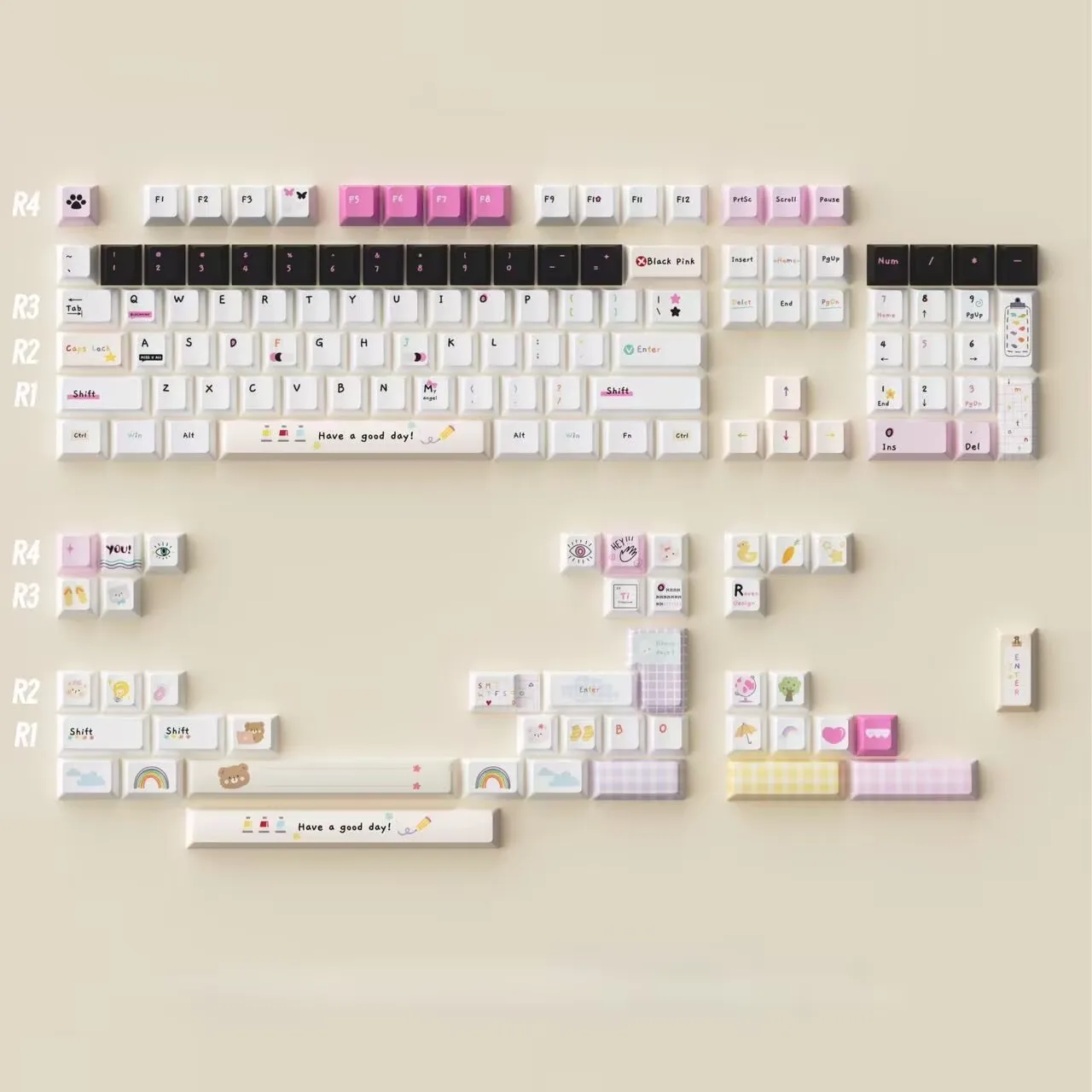 

Color Aesthetics Theme Keycaps Set PBT 147 Cherry Profile Custom Original Handmade Keycaps for Mechanical Keyboard Accessories