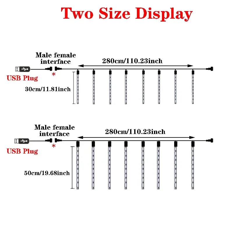 30/50CM LED Meteor Shower Luci a pioggia Spina USB Goccia di pioggia che cade Fata Luce della stringa per la festa di Natale Decorazione del patio