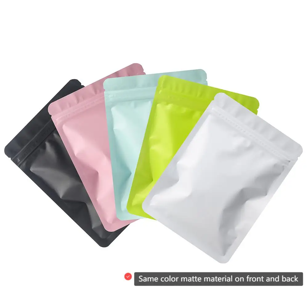 100pcs double-sided same color frosted material flat bottom Mylar bags waterproof heat sealing aluminum foil plastic zipper bags