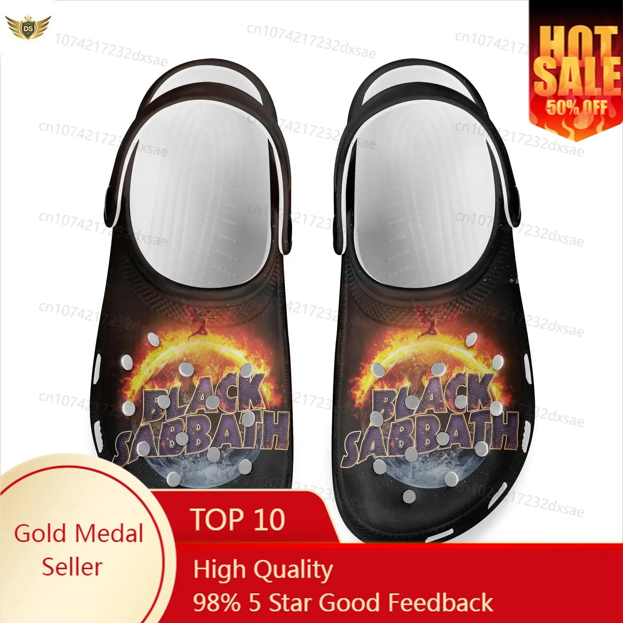 

Black Heavy Metal Band Sabbath Home Clogs Custom Water Shoes Men Womens Teenager Shoe Garden Clog Breathable Beach Hole Slippers