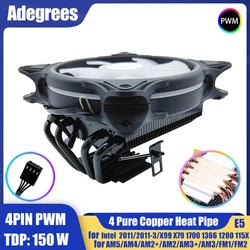 X99 Processor Cooler LGA2011 4 Heatpipes Radiator 120MM CPU Fan 4Pin PWM for Intel LGA X79 1700 1366 115X 1200 AM3 AM4 AM5