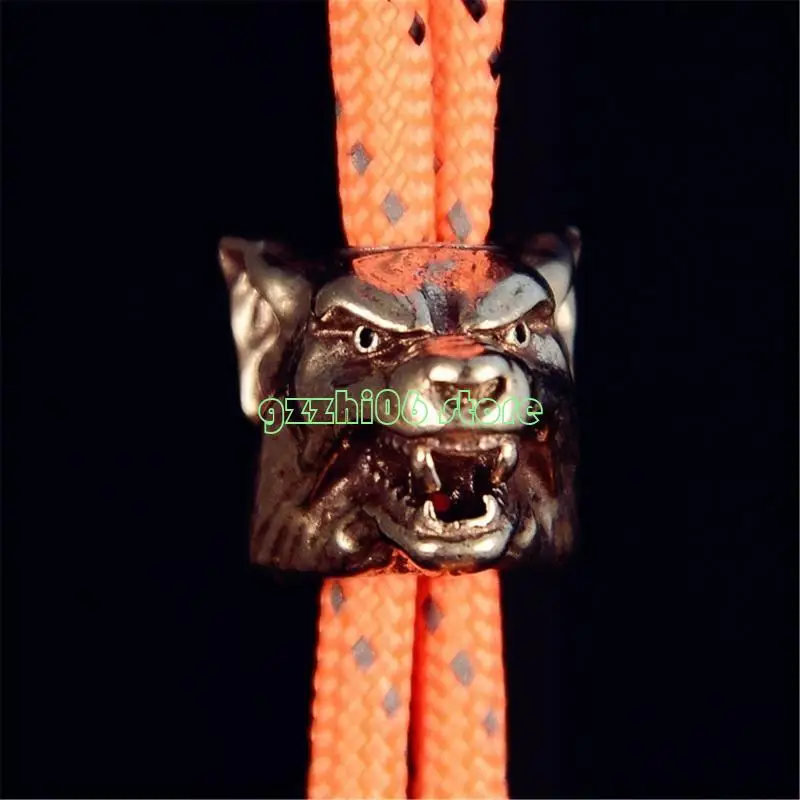 

T5UF Brass Wolf Head Paracord Pendant for Outdoor Enthusiasts Jewelry Accessories