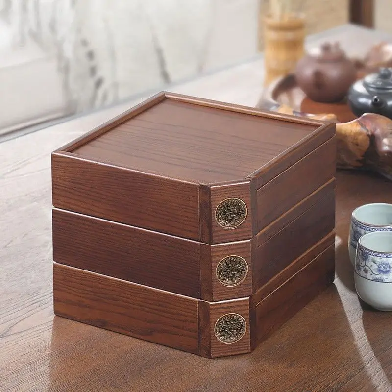 Multifunctional wooden gift box for tea set storage and display Integrated design of environmentally friendly bamboo products