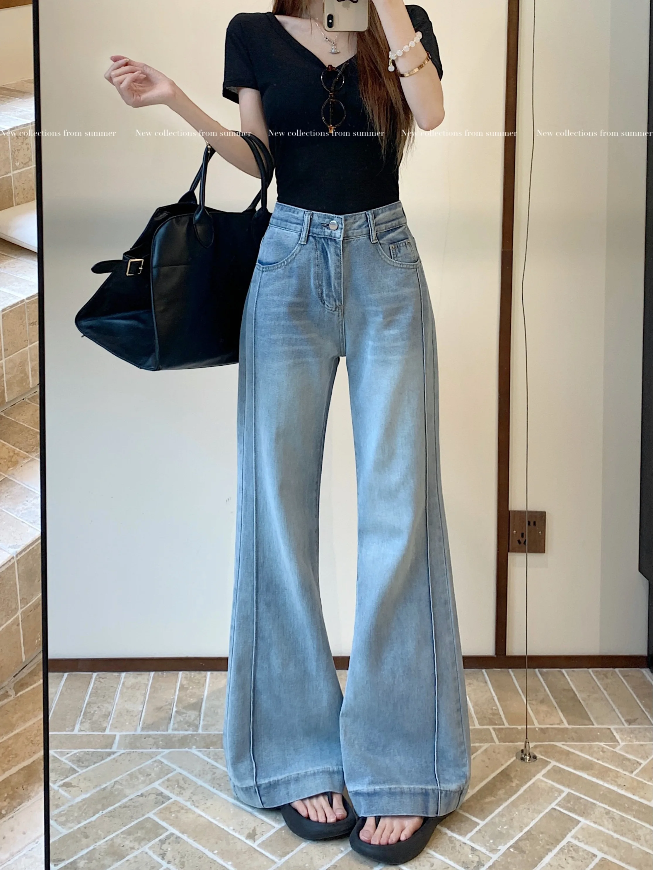 Odzież uliczna damska, jeansy damskie, marszczone, plisowane, drapowane, z rozcięciem, asymetryczne, z detalem na boku, odzież damska, moda denimowa